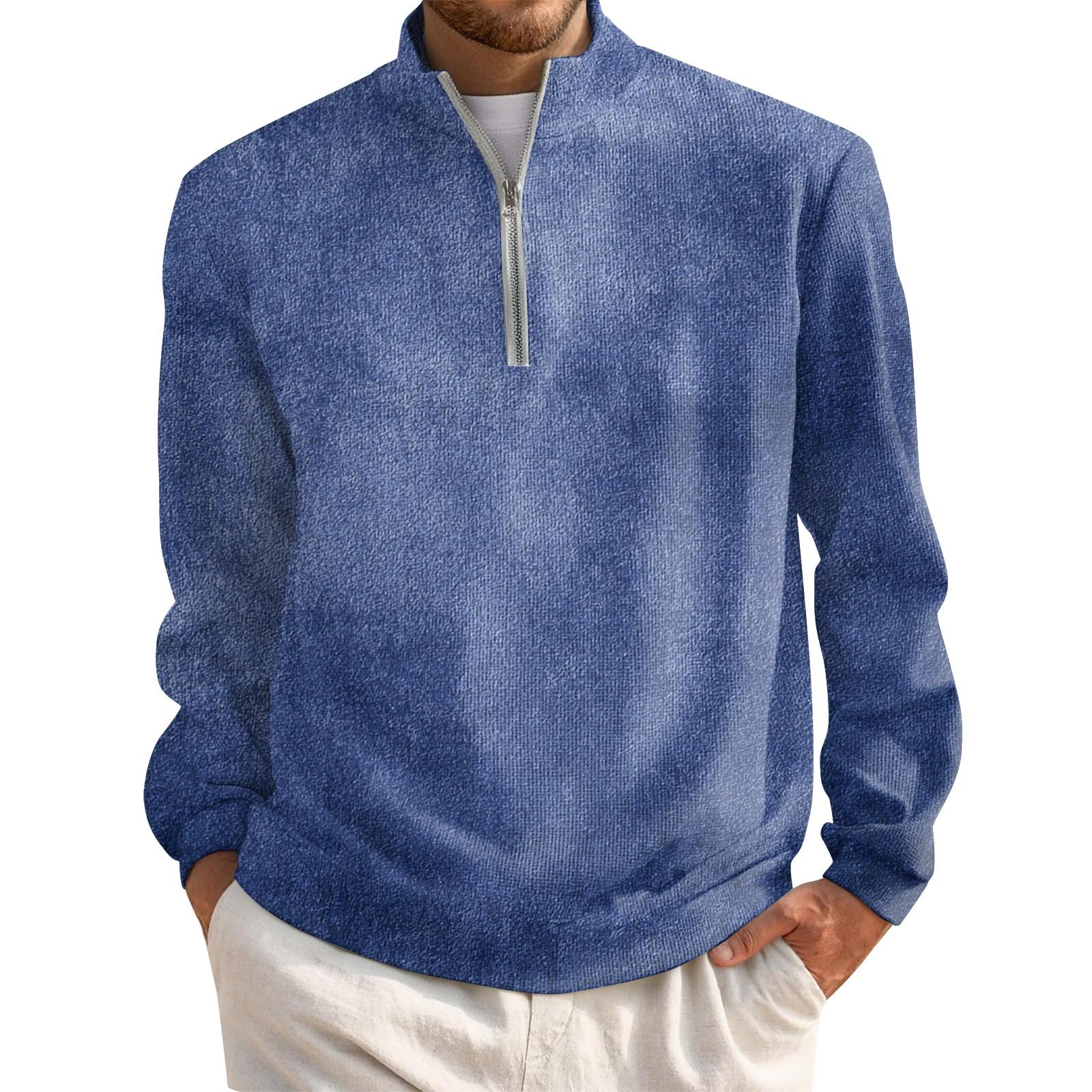 

Мужской короткий пуловер на молнии с высоким воротником и длинными рукавами XL