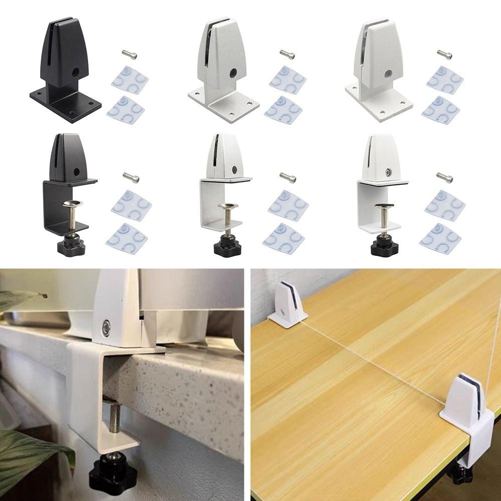 Aluminum Alloy Office Desk Baffle Clip Black White Silver Multifunctional Glass Clamp Furniture Accessories Adjustable