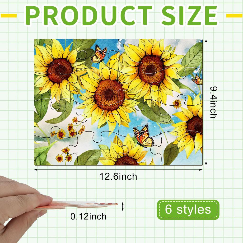 Liliful 6 Pack 16 Piece Large Puzzle for Seniors Wooden Dementia Puzzle Puzzle Easy Puzzle for Seniors X Inch Jigsaw Puzzle for Adults Disease