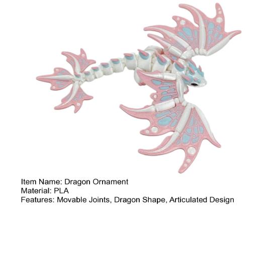 3D Printed Flying Dragon Figurine Winged Dragon Fidget Toy with Movable Joints Articulated Dragon Decoration Ornament