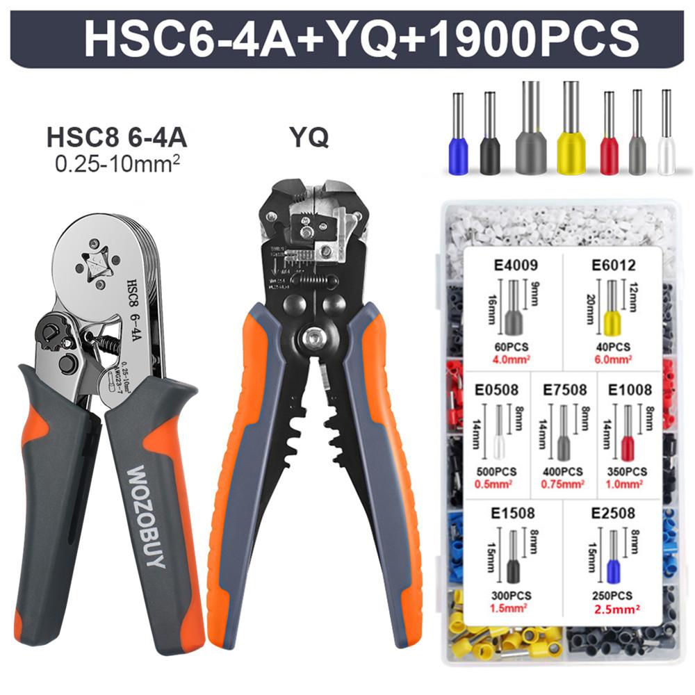 HSC8 6-4A/6-6A Crimping Pliers Kit,Stripping Cutting Plier with Tube Terminal Suit WOZOBUY Brand Electric Tools Set
