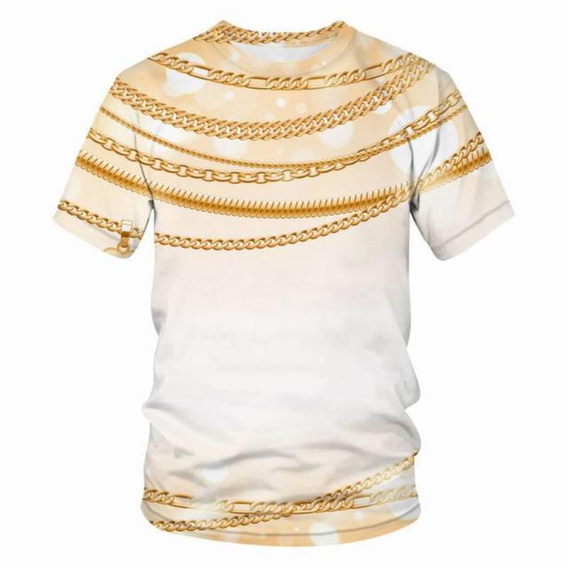 Luxusní 3d tričko s potiskem Ležérní letní styl Módní potisk Tričko s krátkým rukávem Ženy Top Chain Streetwear Volné tričko 6xl