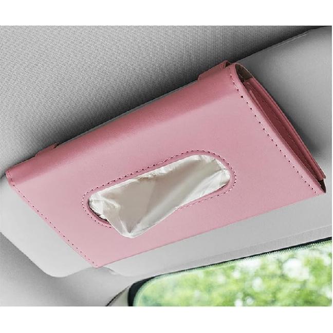 Car Tissue Holder, Vehicle Sun Visor Napkin Box Hanging Paper Towel Dispenser with Tissues Refill, Leather Backseat Paper Towel Case Visor Napkin