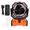 Rechargeable Camping Fan with LED Light Portable Outdoor Tent Fan Dual Use Remote Control Mist Sprayer for Outdoor