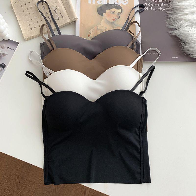 Women's Summer Ice Silk Camisole with Integrated Chest Pad and Beautiful Back Design