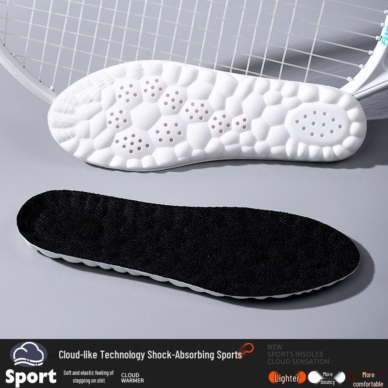 

3D Cloud Insole: Odor & Sweat-Absorbing, Breathable, High Elastic, Shock-Absorbing for Sports, Badminton, Casual & Military Training Shoes Size 37-38