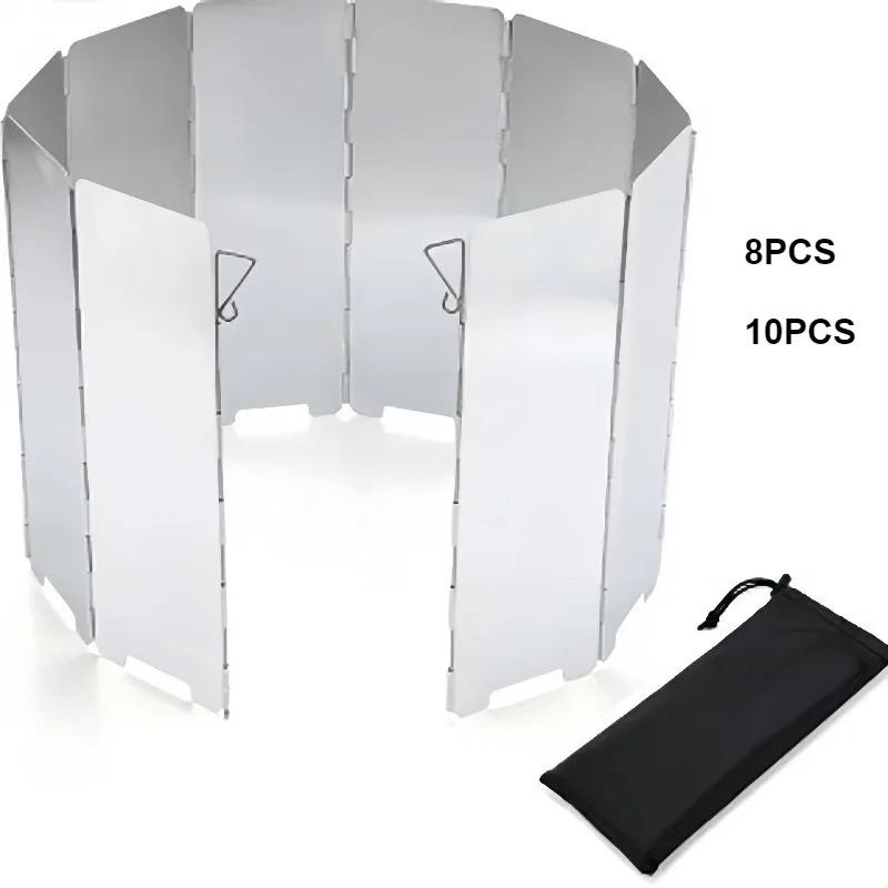 8/10 Plates Aluminum Alloy Gas Stove Wind Shield Outdoor Camping Picnic Cooking Burner Windproof Screen