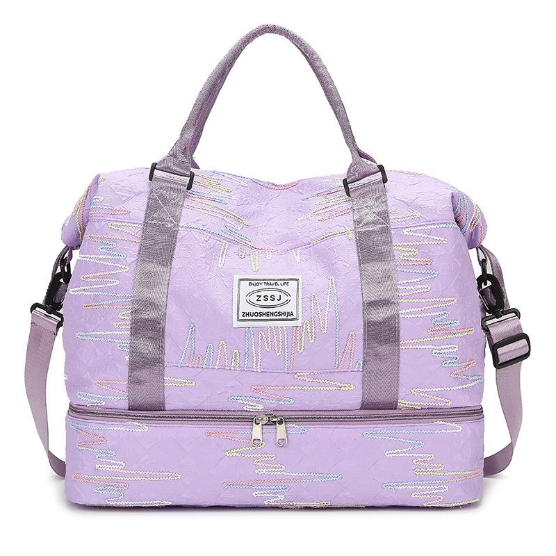 

Дорожная сумка Большая вместительная сумка для хранения раздельных сухих и влажных вещей Сумка для бассейна и спортзала с раздельными сумками для обуви фиолетовый
