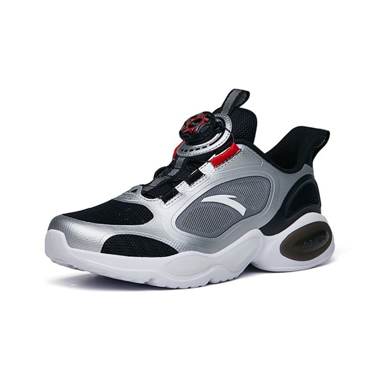 Anta Kids Comfortable Non-Slip Shock Absorbing Wear-Resistant Low-Top Running Shoes Kids sneaker Silver Black 312225503-1