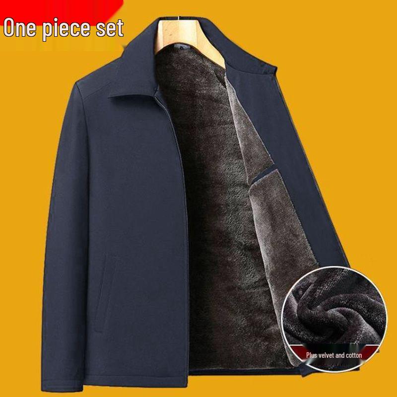 Dad's Autumn/Winter Cotton Jacket for Elderly Men (50-70) with Velvet Lining