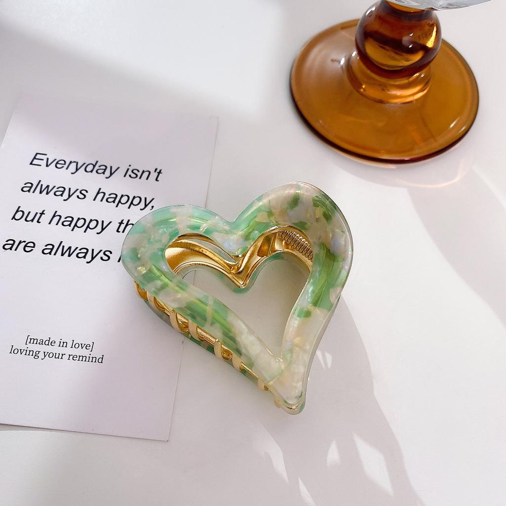 Ol Fashion Heart Shaped Acetate Claw Hair Clip In Pink Purple Black And Colors Iridescent