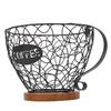 Coffee Pod Holder   Metal Coffee Capsule Storage Basket with Wood Base for Kitchen Countertop