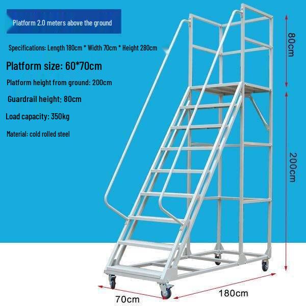 Mobile Extendable Ladder Truck for Warehouse and Supermarket Use