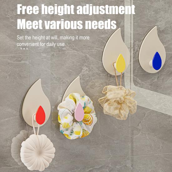 4Pcs Self Adhesive Wall Hooks Towel Simple Installation Bathroom Shower Hangers Strong Load-bearing Storage Hooks