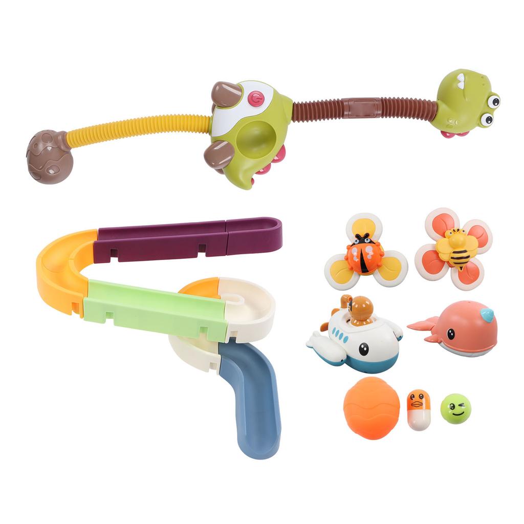 Baby Bath Toy Set Dinosaur Water Spray Head Colorful Blocks Bathtub Shower Toys with Suction Cups