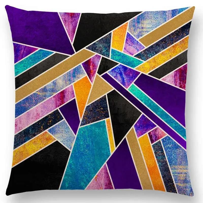 Neu Geo Smaragdblau Himmelblau Schwarze Nacht Gelbe Linien Geometrische Textur Streifen Drucke Auto Kissenbezug Sofa Überwurf Kissenbezug