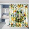 Cute Frog Shower Curtain Sunflower And Daisy Art Garden Decor Nature Theme Waterproof Fabric Bath Curtain Set Home