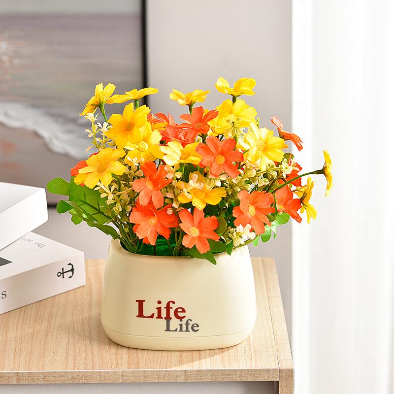 Sunflower Artificial Flower Arrangement - Small Potted Plants & Plastic Bouquets for Living Room and Dining Table Decor