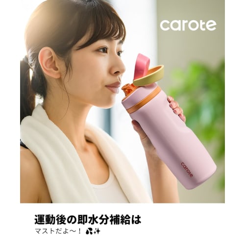 CAROTE 480ml Vakuumisolierte Edelstahl-Thermosflasche mit Strohhalm, Isolierter Strohhalm für ein verstecktes, unauffälliges Trinken, Griff, Integrierter Deckel für einfaches Cle