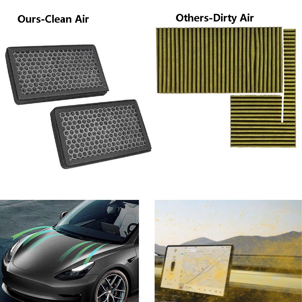 2pcs Cabin Air Filter Activated Carbon For Tesla Model 3 Model Y 2016-2024 Car Activated Carbon Cabin Air Conditioning Filter