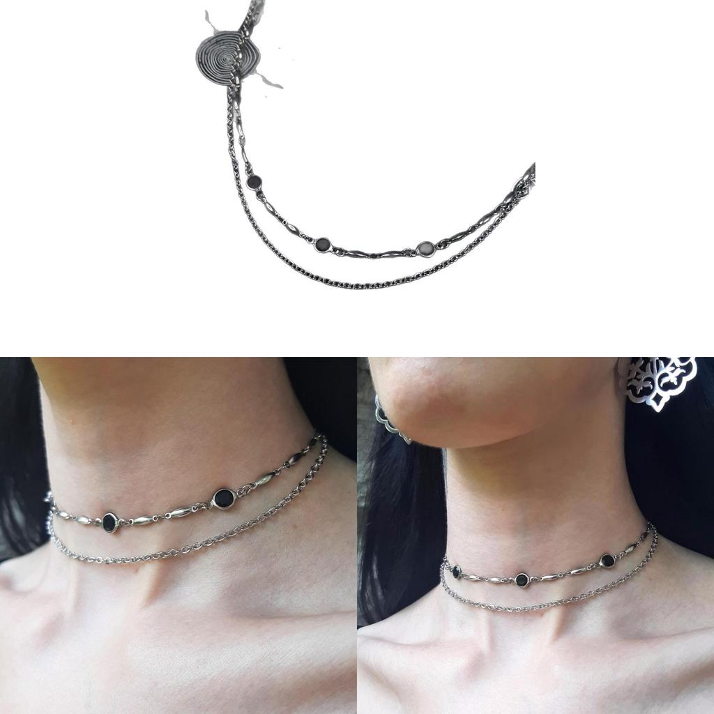 Gothic Crystal Necklace For Women With Geometric Pendant And Cross Chain