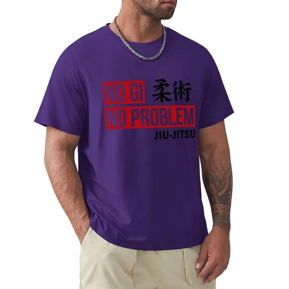 Vintage Jiu Jitsu No Gi No Problem T-Shirt for Men Pure Cotton T Shirt Martial Arts Brazilian Tee Shirt Birthday Present Tops