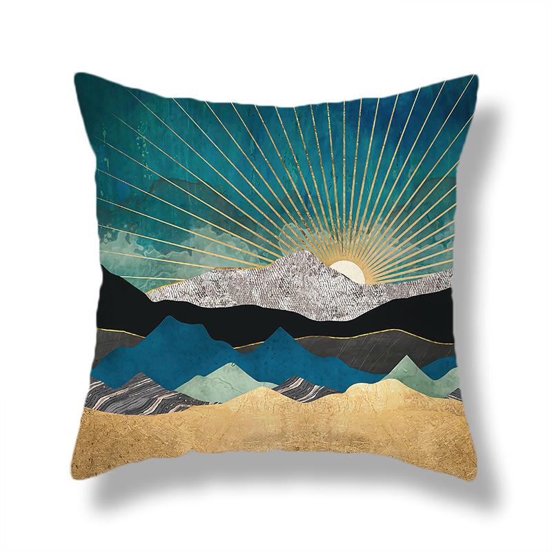 45X45CM Creative Hand-painted Natural Scenery Cushion Cover Sofa Office Seat Cushion Cover Creative Ornaments Home Decoration