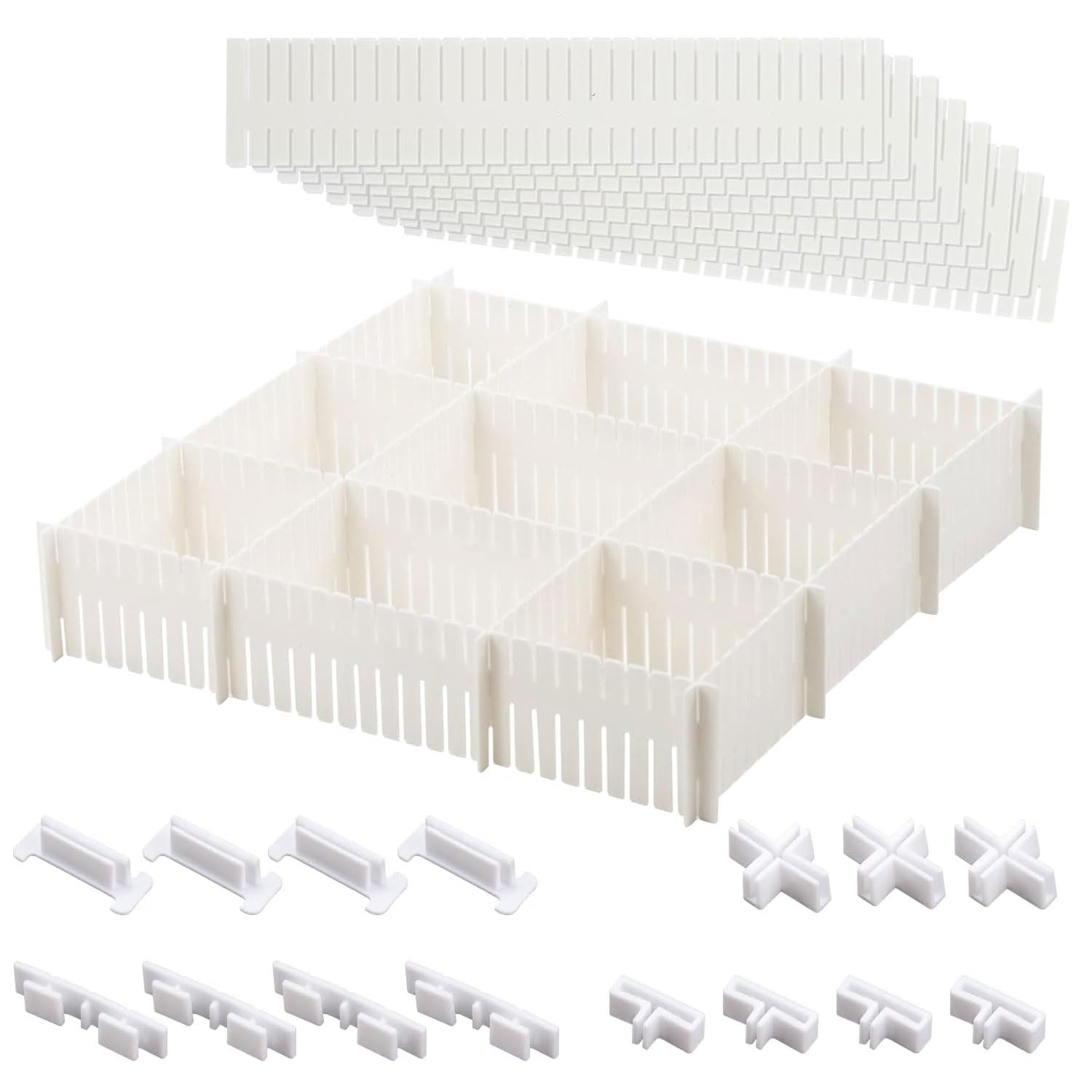 

SaveSooo Drawer 12 with 15 Fixing Cuttable and Highly Stable Dividers for Storage in and Other Storage Ideal for Organizing Small Dividers, Pieces, белый