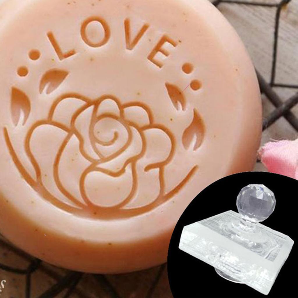 Valentines Day Acrylic Clear Seal Natural Organic Soap Making Tool Accessories Love Heart Pattern Soap Stamp Block