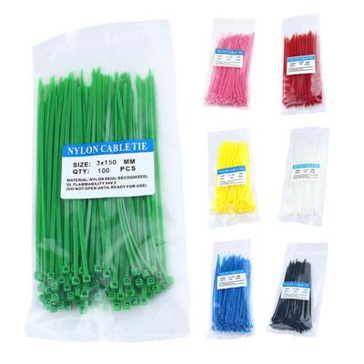 100Pcs 150mm Durable Self-Locking Fireproof Nylon Cable Ties Binding Wrap Straps