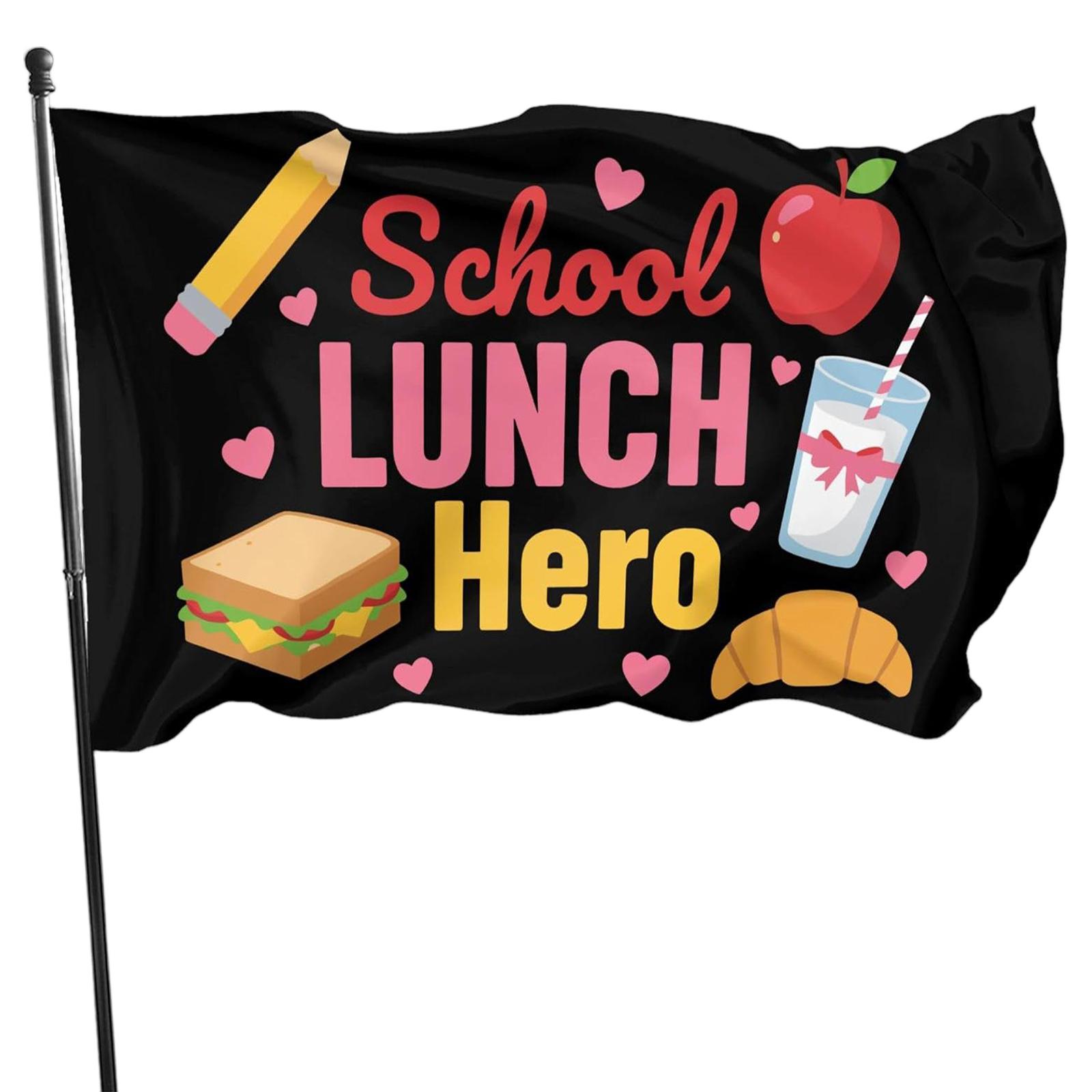 

Lunch Hero Squad Banner 90x150cm Single Layer Single Side Digital Print with 2 Grommets School Cafeteria Decoration Outdoor Indoor Use One Size