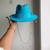 Double Chain Strap Hat Flat Top Fedora French Women's Autumn and Winter Women's Wide Brim Hat  Sombrero Hombre