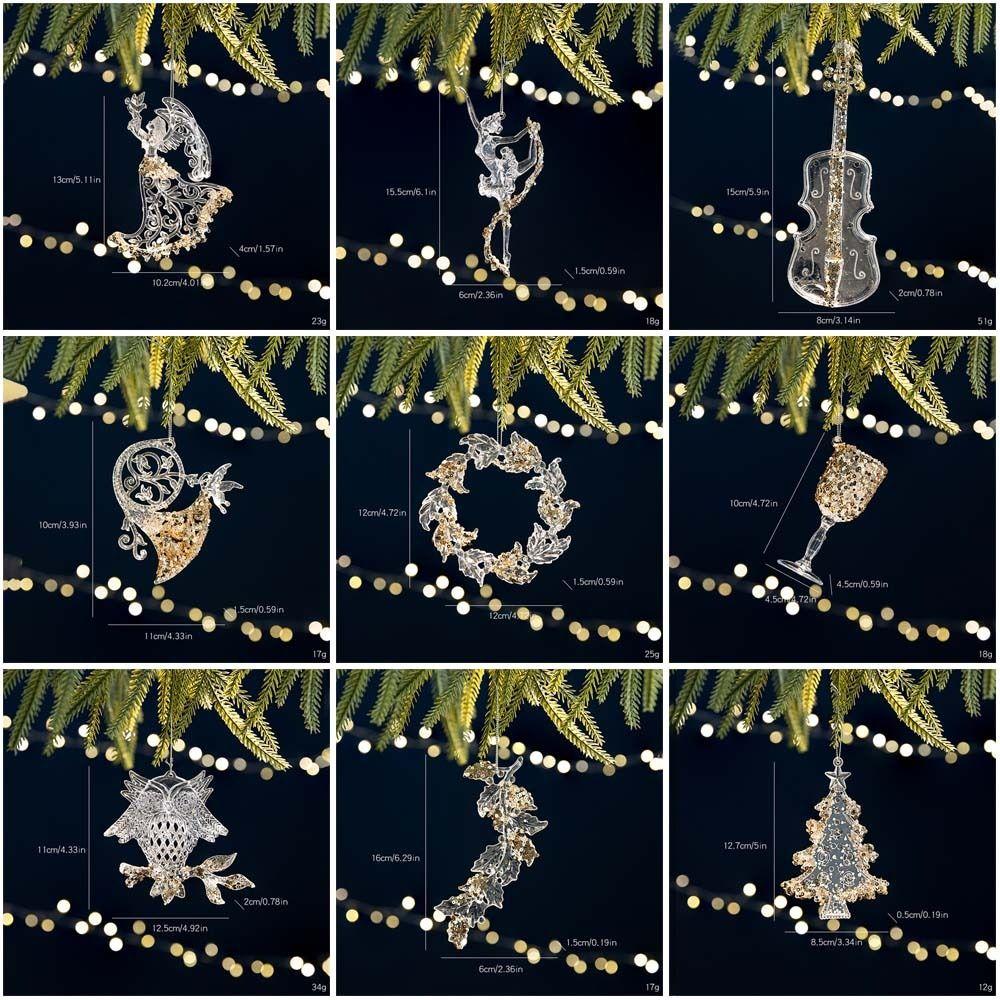 Snowflake Christmas Tree Ornaments DIY Crystal Hanging Christmas Crystal Pendants  Indoor Outdoor