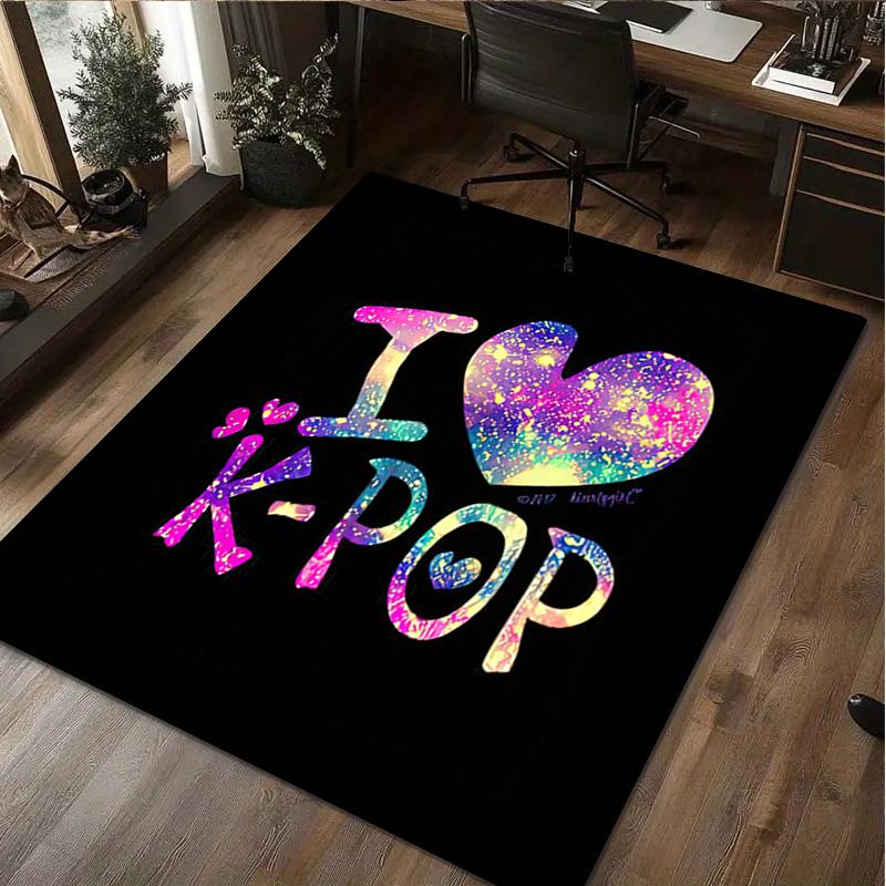 1Pc K Pop Print Rug - Home Decoration Carpet For Living Room Bedroom Flooring Computer Chair Area Rug