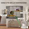 Gabbia per criceti a 3 piani con ruote, 2 piattaforme, rampe, ciotola e beverino, 58x43x74 cm, Nera