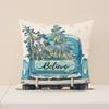 Christmas Pillow Linen Print Set Pillow Case Living Room Versatile Sofa Cushion Linen Breathable Cushion