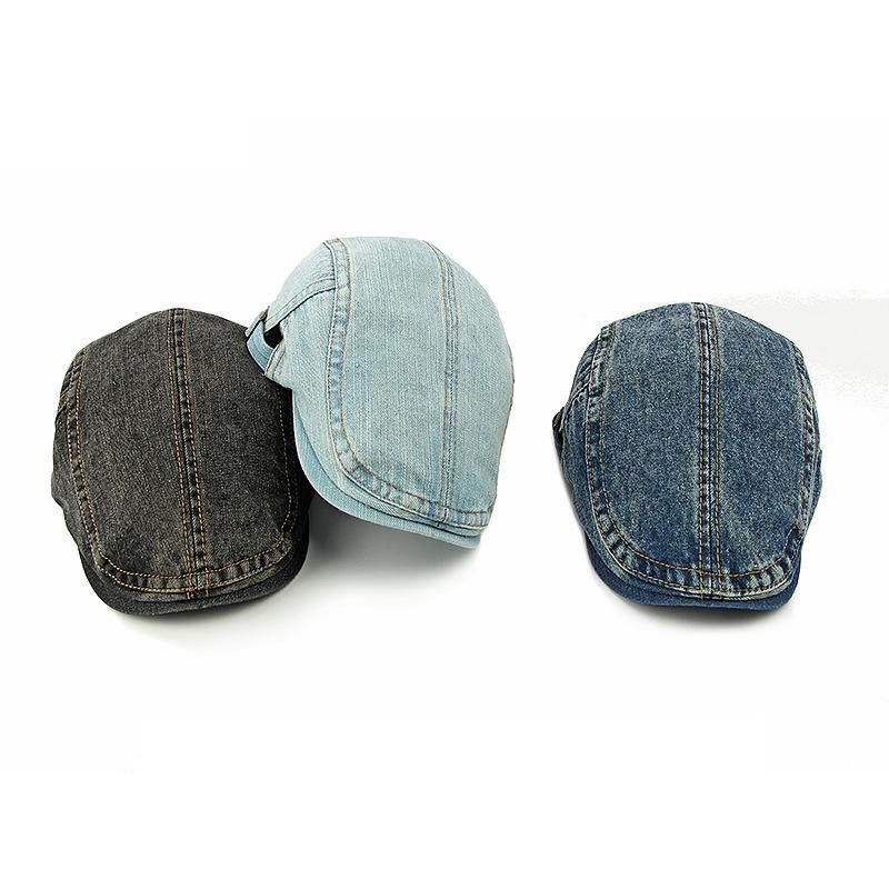 Women's Denim Beret British Vintage Forward Cap Men's Peaked Cap