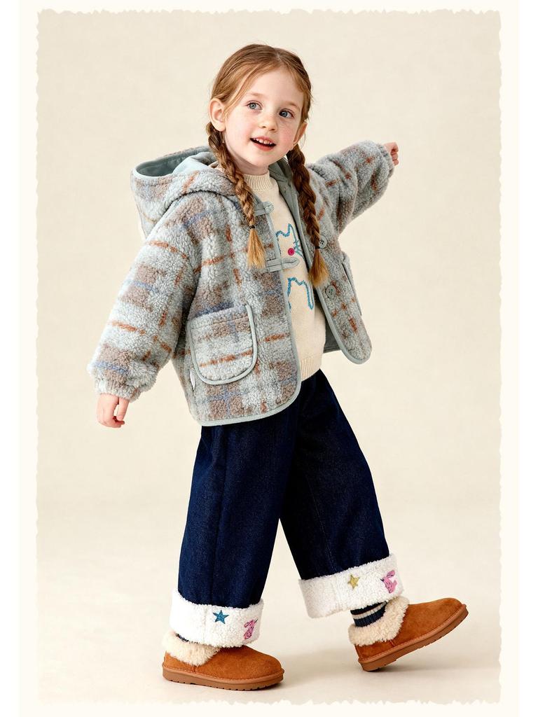 2025 Winter Kids' Lambswool Coat: Fashionable Suede Outerwear for Boys and Girls