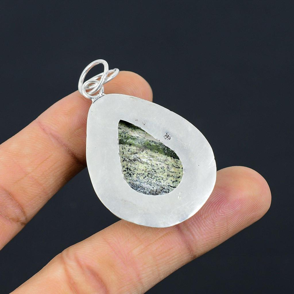 Daughters Day Deal 925 Sterling Silver Green Swiss Opal Gemstone Sister Pendant