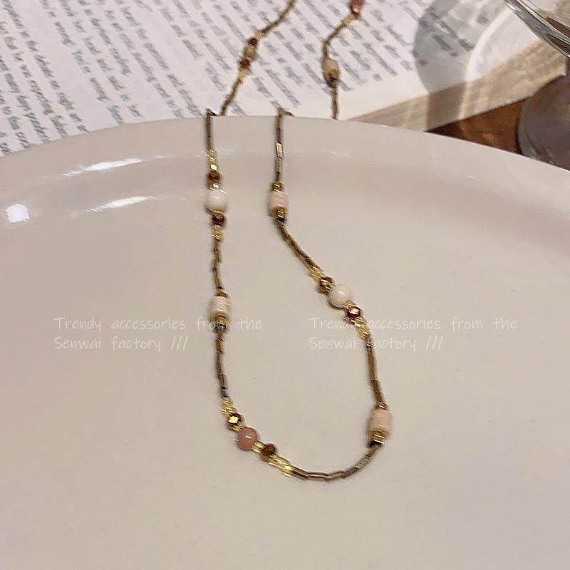 Maillard retro beaded necklace Spice girl collarbone chain light luxury accessories