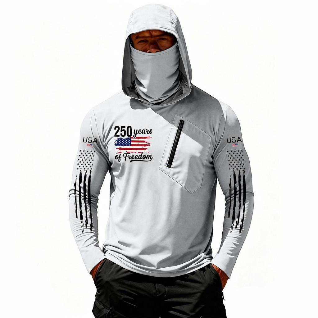 Camiseta Casual con Capucha de Manga Larga para Hombre con Protección Solar
