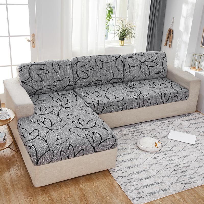 Bedruckter Sofa-Sitzkissenbezug, elastisch, Haustiere, Kinder, Wohnzimmer, Blumenmuster, dehnbar, waschbar, abnehmbarer Schonbezug, Möbelschutz