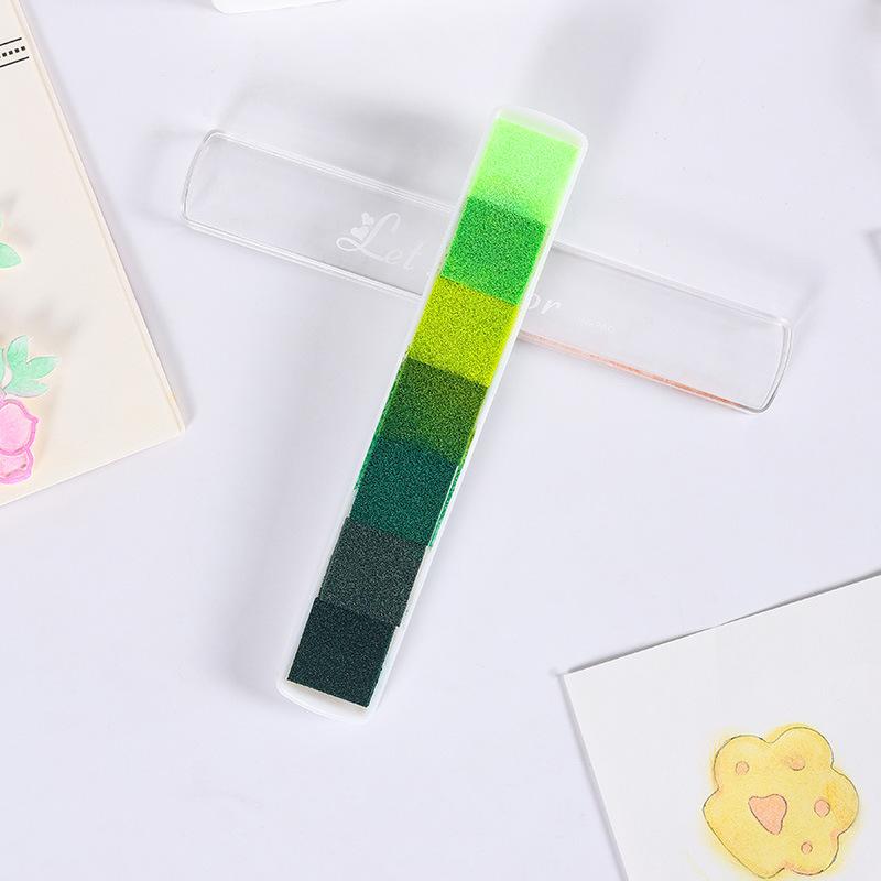 7-color Long Strip Gradient Children's Craft Ink Pads for Scrapbooking Journal Coloring Stamp Fun Kids DIY Fingerprint Painting