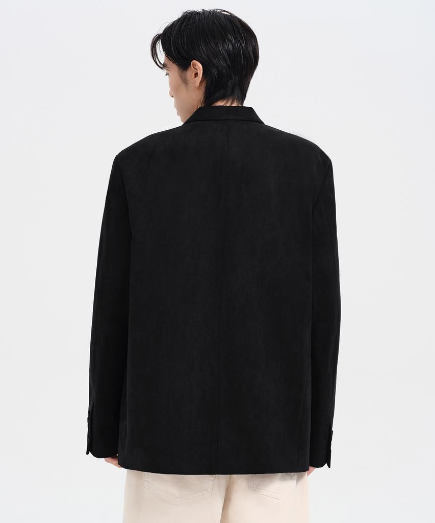 Musinsa Standard Synthetic Suede Oversized 3-Button Blazer [Black]