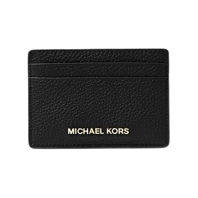 Chic Compact Letter Logo Litchi Grain Leather Card Holder Women Accessories Black 32F7GF6D0L-BLACK