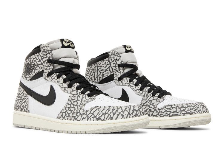 Men's Sneakers Nike Jordan 1 Retro High OG White Cement Tech Grey/Muslin/Black/White