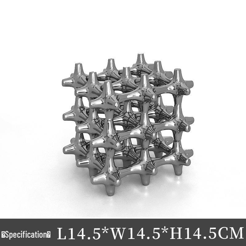 

Silver Creative Hollow Block Cube Ornament for Office Decor