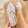 French Gold Retro Roman Women's Low Heel Pointed Toe Closed Sandals 2026