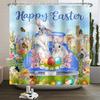 Spring Easter Shower Curtain Happy Rabbit Bunny Eggs Flower Garden Floral Holiday Waterproof Bathroom Shower Curtain With Hooks