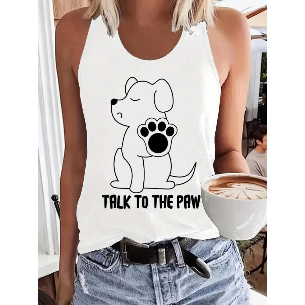 Cartoon dog art T-shirt vest pattern vest women s sleeveless round neck casual top S